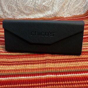 Chicos Womens Sunglass Case Black Animal Print Foldable Triangle